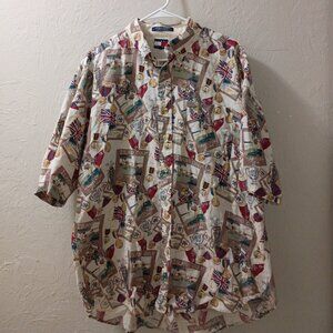 Tommy Hilfiger “Island Golf” Postcard Print Shirt Size Large